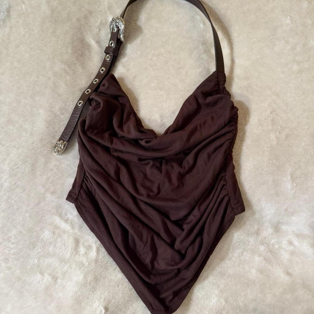 Windsor Brown Belt Halter Top